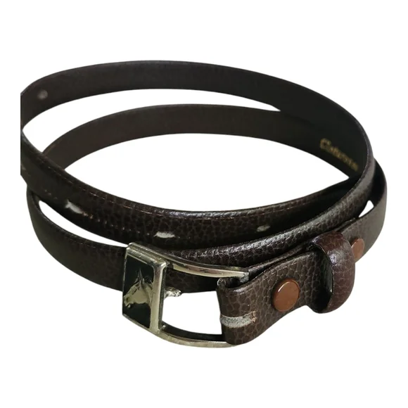 Vintage Brown Leather Wrap Belt with Horse Head Buckle – Cinturones Finos T-77-2 - Picture 4 of 9
